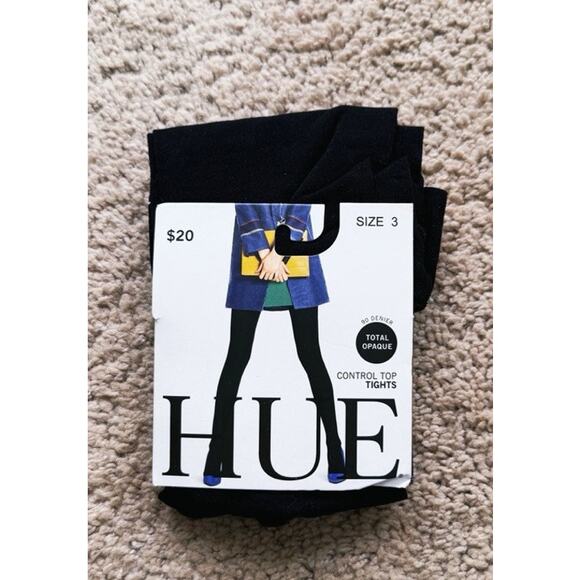 HUE Super Opaque Control Top Black Tights U20285 Women’s S/M Pantyhose Layer - Picture 1 of 5